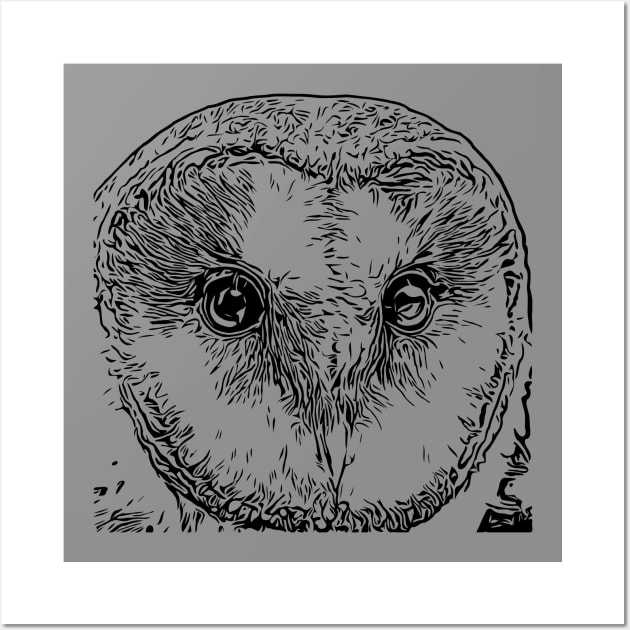 Owl Cute Snowy Comic Style Lineart Wall Art by Kreisel